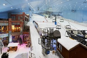 Indoor ski resort with slopes and chairlifts in Dubai UAE