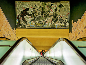 Toledo station view in Naples Metro with artwork above