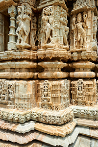 Carved stone sculptures at Chittorgarh Fort in Rajasthan India