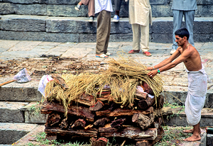 Cremation ceremony at Pashupatinath in Kathmandu Nepal