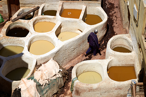 Tannery work at Sidi Moussa in Fez Morocco
