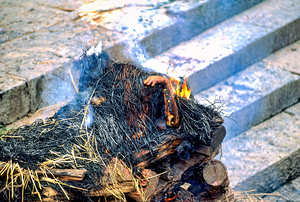 Cremation ceremony in Pashupatinath at Kathmandu in Nepal