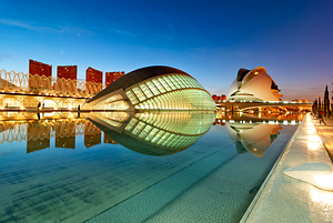 Visit Hemisferic in Valencia Spain during evening hours