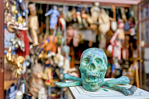 Junk dealer displays various items in Naples Campania Italy