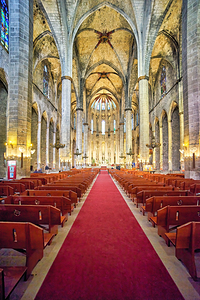 Interior of Santa Maria del Mar church in Barcelona
