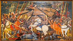 Battle scene by Paolo Uccello in Uffizi Gallery Florence