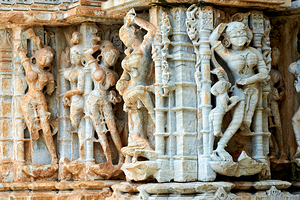 Sculptures at chittorgarh fort in rajasthan india