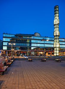 Evening scene of Sergels Torg and Kulturhuset in Stockholm by Marco Brivio