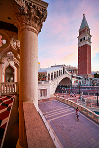 Venetian Hotel in Las Vegas at sunset with architecture views