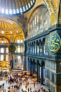 Visitors explore Hagia Sophia Grand Mosque in Istanbul