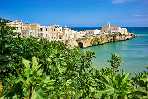 Vieste Gargano. Apulia Puglia Italy. Cape San Francesco and San Francesco church