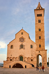 Apulia Puglia Italy. Trani. Basilica Cattedrale Beata Maria Vergine Assunta dedicated to Saint Nicholas at dusk