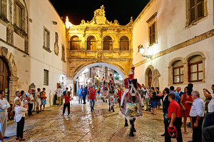 Apulia Puglia Italy. Ostuni. Festival of Saint Orontius. The cavalcata a procession of horses in the streets of the town
