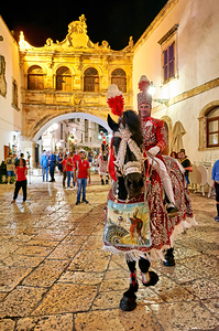 Apulia Puglia Italy. Ostuni. Festival of Saint Orontius. The cavalcata a procession of horses in the streets of the town
