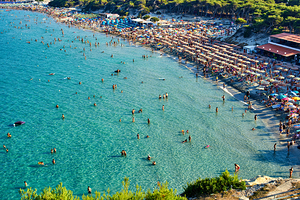 Apulia Puglia Salento. Italy. Torre dellOrso. Melendugno. Aerial view of the beach