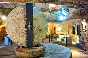 Salento. Apulia Puglia Italy. Gallipoli. Old olives crusher. Frantoio Oleario Ipogeo di Palazzo Granafei