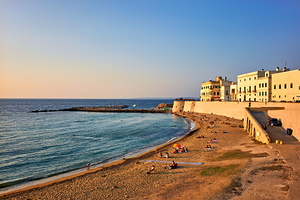 Salento. Apulia Puglia Italy. Gallipoli. People on the beach