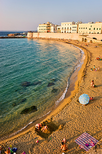 Salento. Apulia Puglia Italy. Gallipoli. People on the beach
