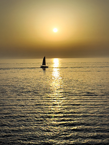 Gallipoli Puglia Salento Italy. Sailing boat at sunset