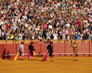 ANDALUSIA SPAIN. Bullfight in Seville Arena