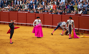 ANDALUSIA SPAIN. Bullfight in Seville Arena