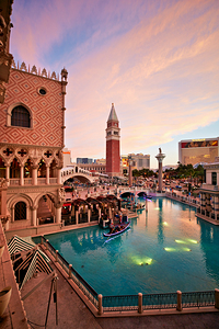 Venetian Hotel at Sunset. Las Vegas Nevada USA