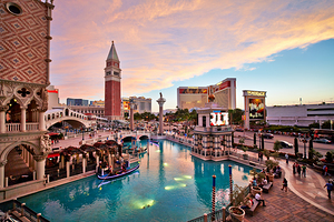 Venetian Hotel at Sunset. Las Vegas Nevada USA