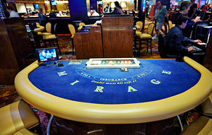 Roulette table at the Casino of Caesars Palace Hotel. Las Vegas Nevada USA