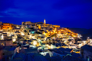 Matera Basilicata Italy. Cityscape ay sunset