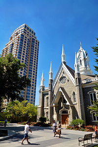 The Assembly Hall. Temple Square. Salt Lake City Utah USA