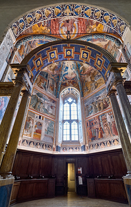 Montefalco Umbria Italy. San Francesco Church frescoed by Benozzo Gozzoli. The apse