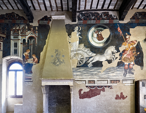 Foligno Umbria Italy. Frescoes at Trinci Palace Palazzo Trinci a patrician residence and museum.