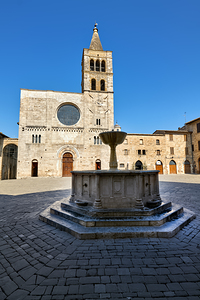 Bevagna Umbria Italy. San Michele Arcangelo church in San Silvestro square