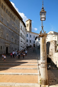 Spoleto Umbria Italy. Piazza del Duomo and Chiesa di SantEufemia