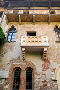 Verona Veneto Italy. The balcony of Juliet at Villa Capuleti
