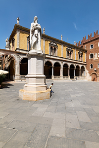 Verona Veneto Italy. Piazza dei Signori with the monument to Dante