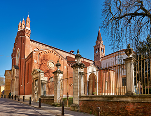 Vicenza Veneto Italy. Santa Corona is a Gothic-style Roman Catholic church