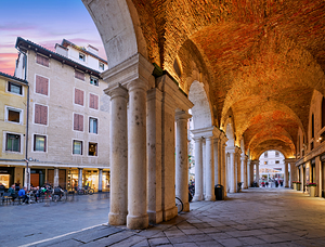 Medieval arcade in Piazza dei Signori. Vicenza Veneto Italy