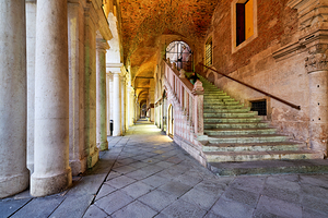 Medieval arcade in Piazza dei Signori. Vicenza Veneto Italy
