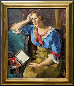 Egon Schiele - Seated Woman in a Blue House 1912 - Belvedere Museum Vienna Austria