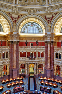 Inside the Library of Congress. The Reading Hall. Washington D.C.