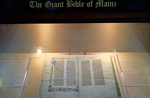 The giant Bible of Mainz inside the Library of Congress. Washington D.C.