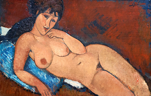Amedeo Modigliani - Nude on a Blue Cushion - 1917