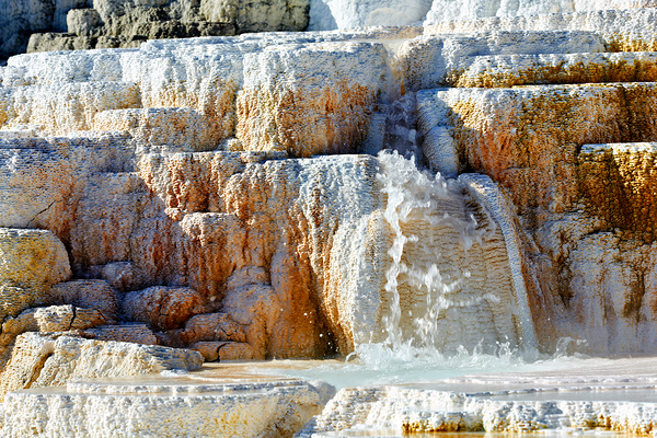 Water flowing over the terraces at Devils Thumb in Yellowstone Print