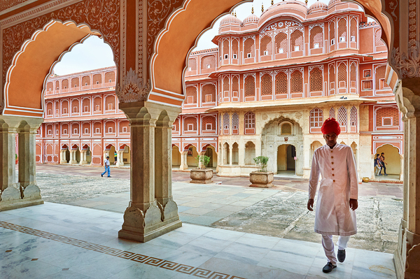 Exploring the City Palace in Jaipur Rajasthan during daytime Print