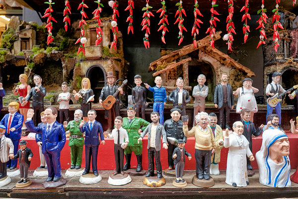 Nativity scene statues in Naples at Christmas Print