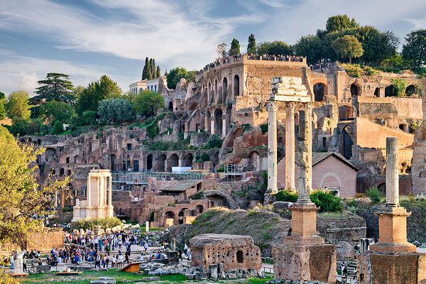Exploring the Roman Forum in Rome Lazio Italy during a busy day by Marco Brivio