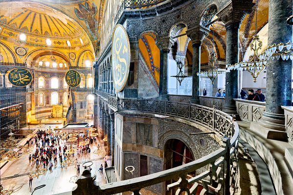 Visitors explore Hagia Sophia Grand Mosque in Istanbul Print