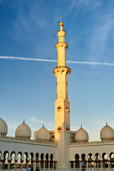 Exploring Sheikh Zayed Grand Mosque in Abu Dhabi during sunset Print
