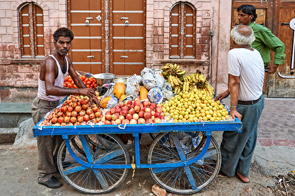 Fruit and vegetables stall on streets of Bikaner in Rajasthan by Marco Brivio